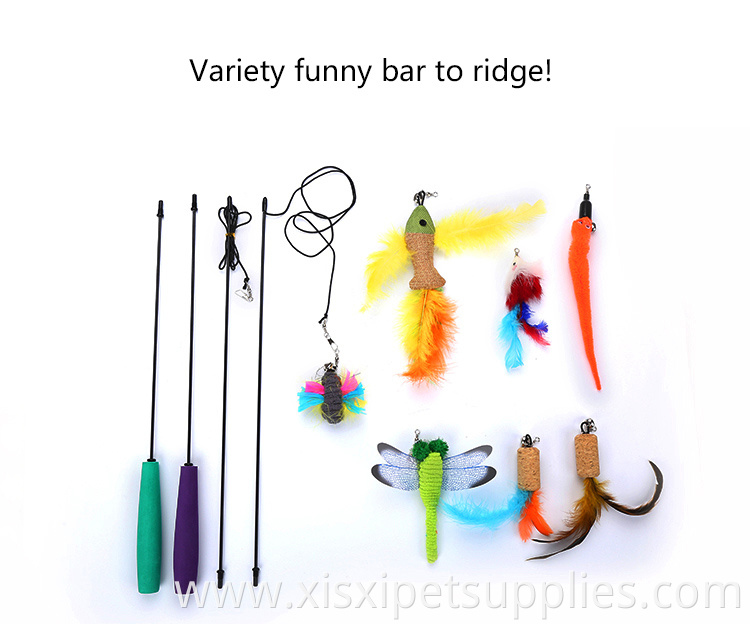 seven different replace fills assemble cat teaser set feather and bell